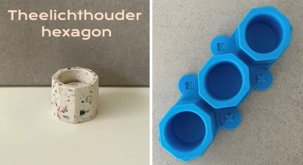 Silicone mal: Theelichthouder hexagon (1 potje)